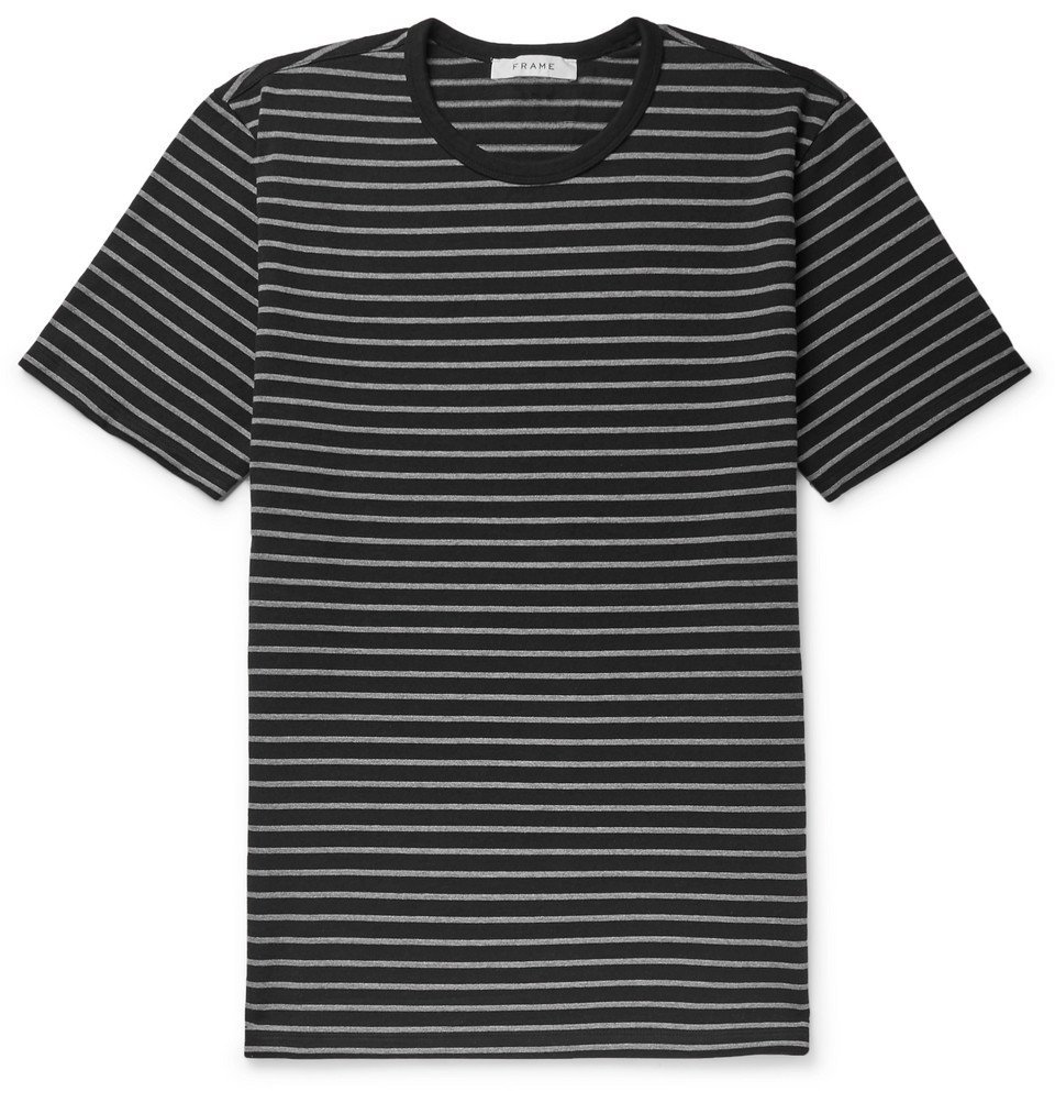 FRAME - Striped Cotton-Jersey T-Shirt - Black Frame Denim