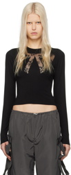 Sandy Liang Black Doting Long Sleeve T-Shirt