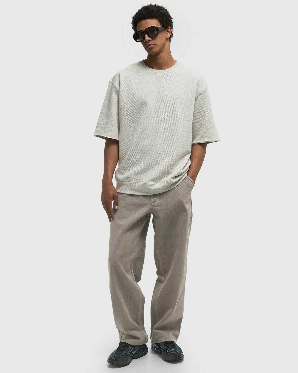 Les Deux Sully Patch SS Sweatshirt Grey Mens Shortsleefe