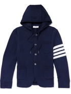 Thom Browne - Striped Cotton-Jersey Hooded Jacket - Blue