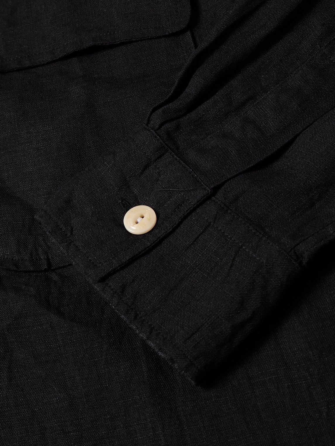 Kingsman - Drake's Convertible-Collar Linen Shirt - Black