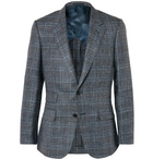 Kingsman - Grey Harry Slim-Fit Checked Silk, Linen and Wool-Blend Blazer - Gray