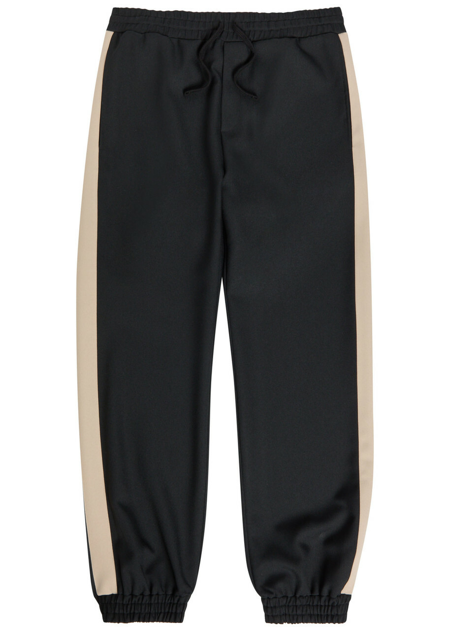 Valentino Garavani Panelled Jersey-twill Track Pants Black And White