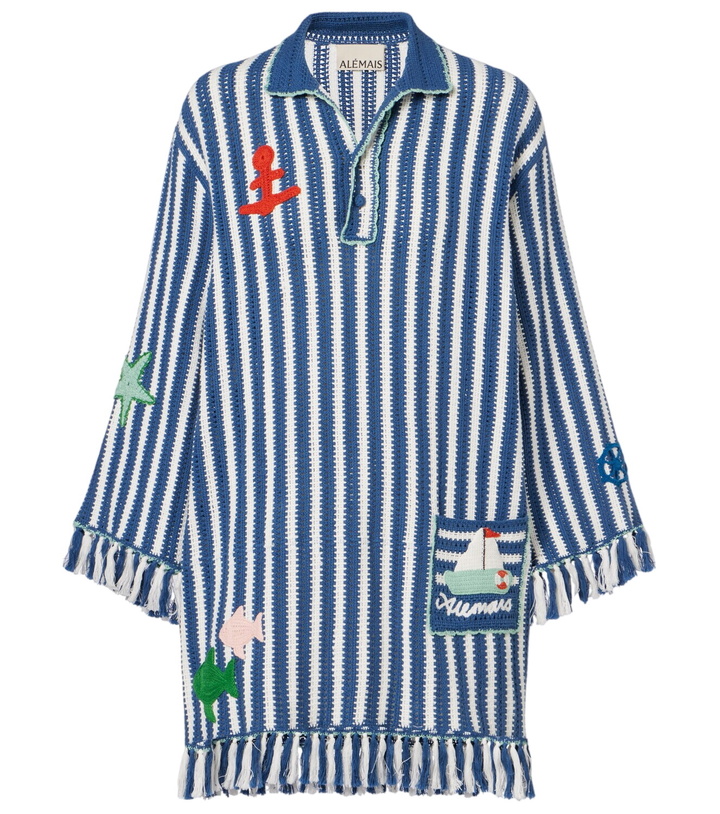 Photo: Alémais Crochet fringed striped cotton minidress