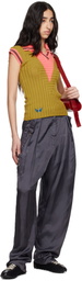 Kiko Kostadinov Green & Pink Quimby Sleeveless Knit Polo