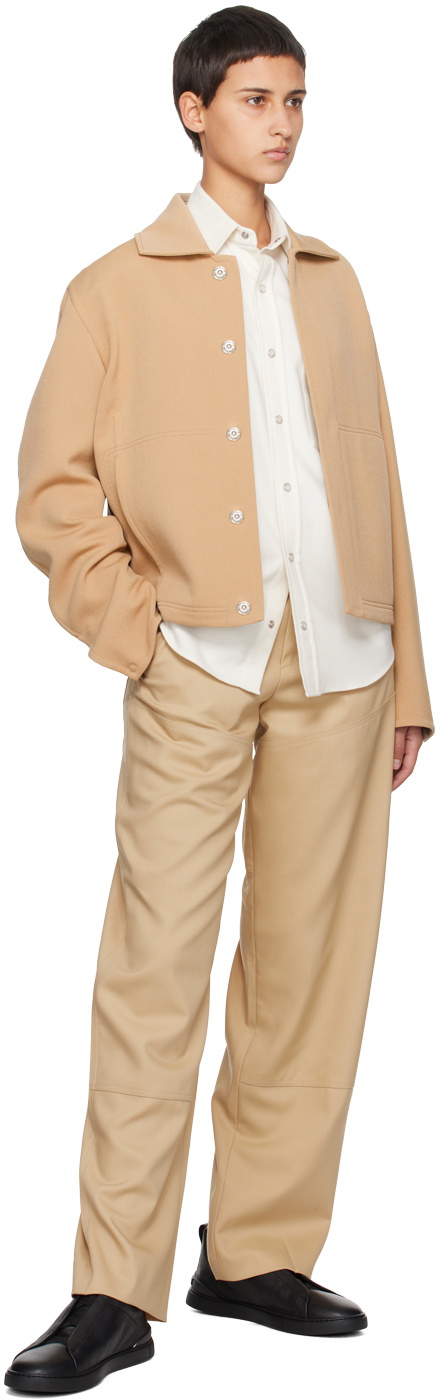 ZEGNA Beige Press-Stud Jacket