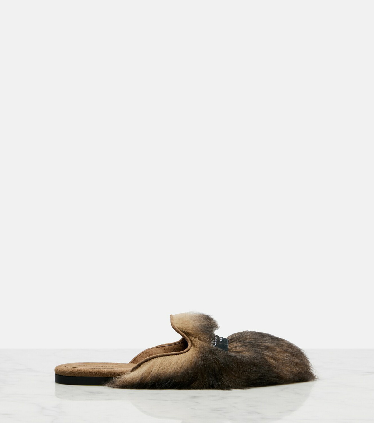 Dolce&Gabbana Logo suede-trimmed shearling mules