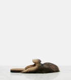 Dolce&Gabbana Logo suede-trimmed shearling mules