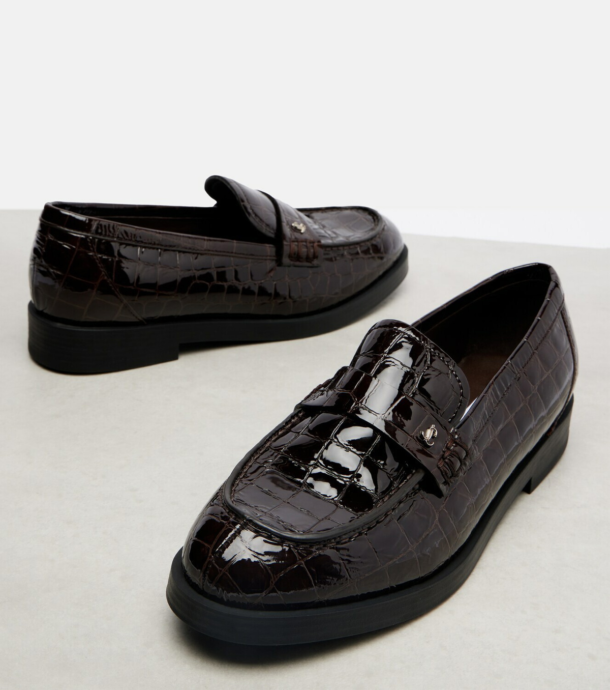 Jimmy Choo Ivy croc-effect patent leather loafers