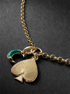 Foundrae - Spade Crescent Gold, Malachite and Diamond Pendant Necklace