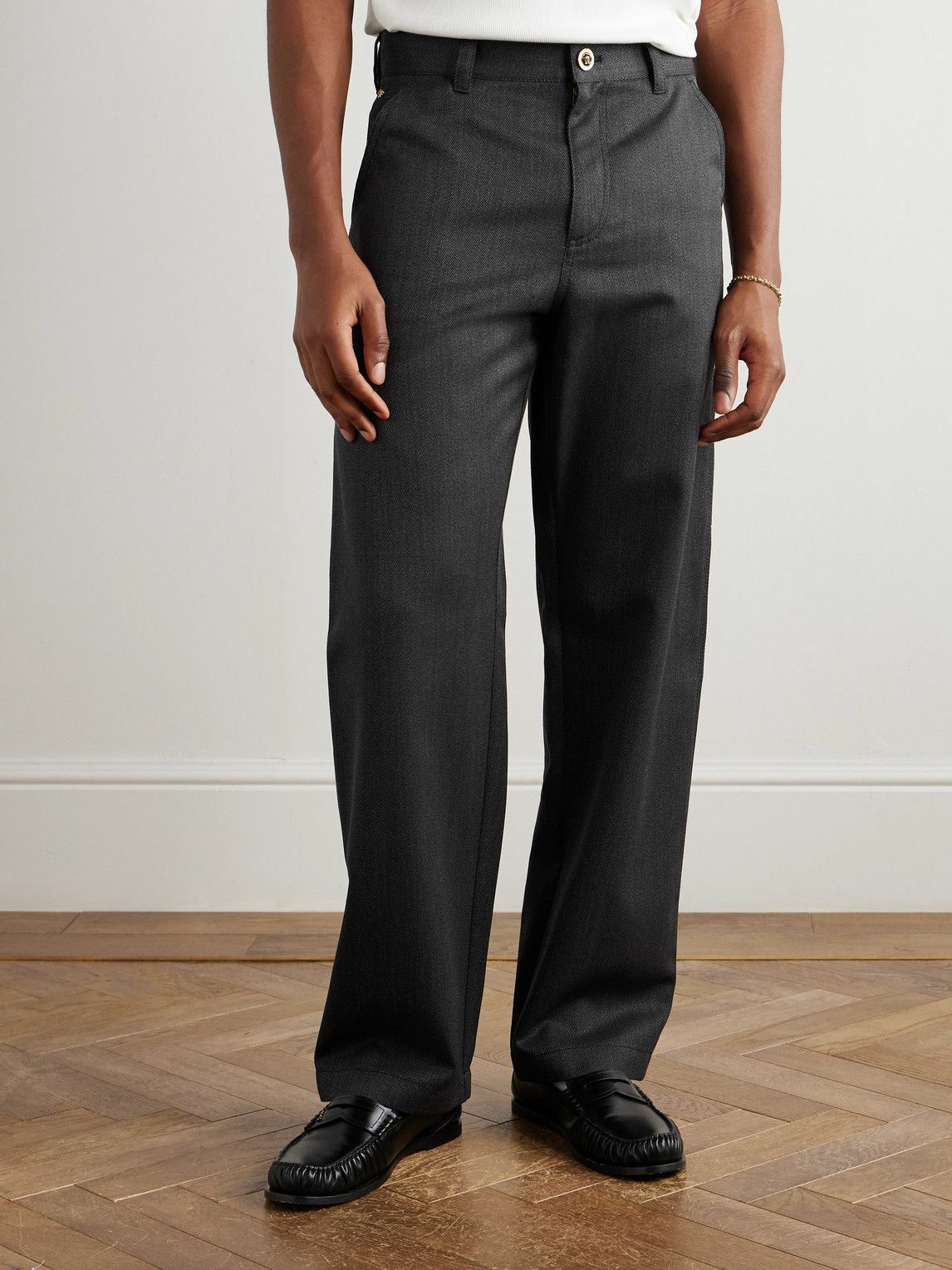 Versace - Straight-Leg Wool-Mouliné Trouser - Gray