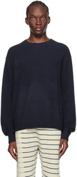 The Elder Statesman Navy Simple Sweater