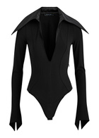 Mugler Panelled Stretch-jersey Bodysuit Black