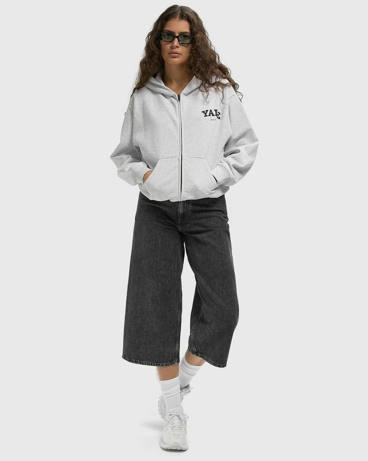 Sporty & Rich Yale Classic Zip Hoodie Grey Womens Hoodies/Zipper