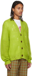 Late Checkout Green Distressed Cardigan