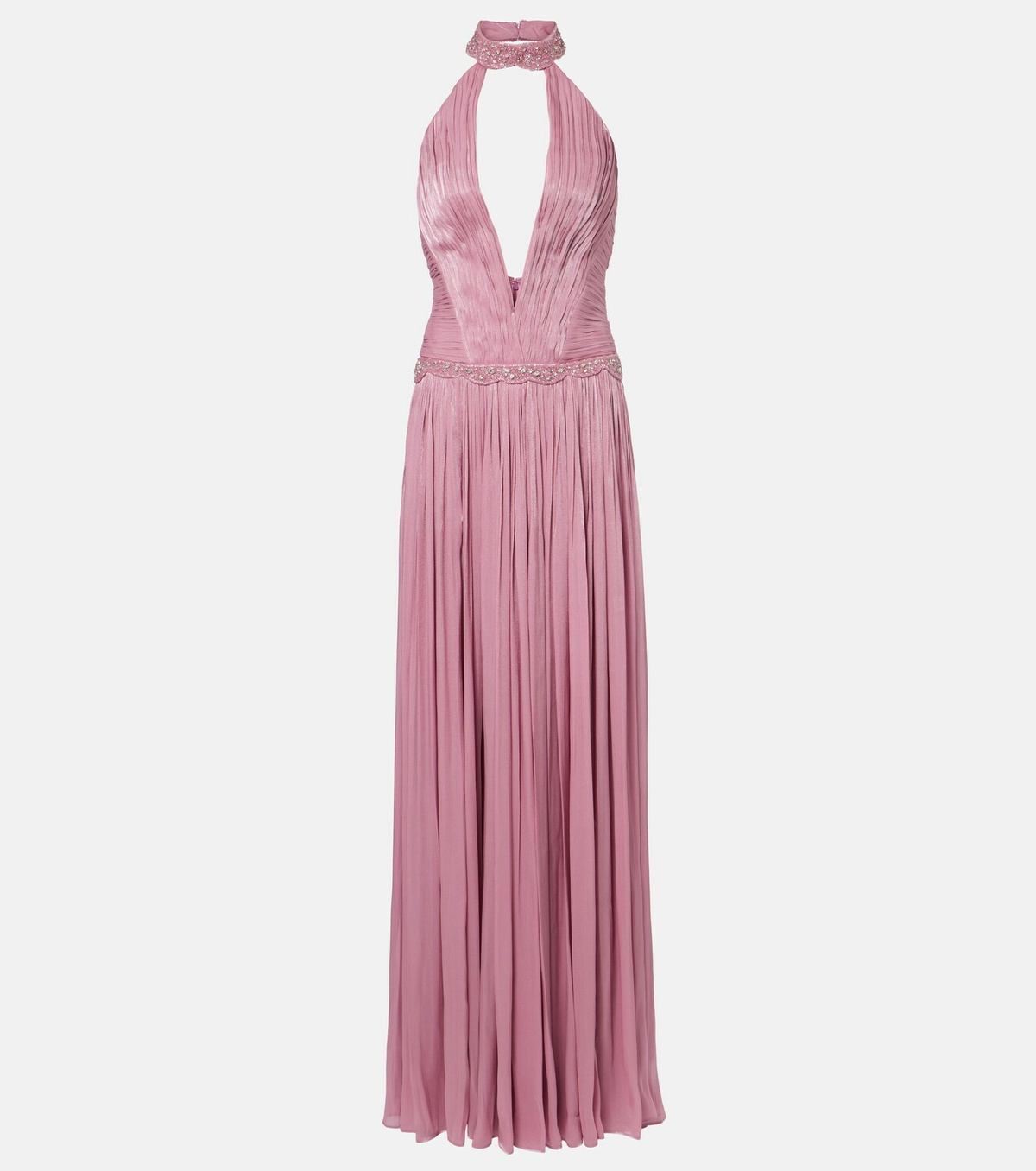 Costarellos Juliette halterneck georgette lamé gown