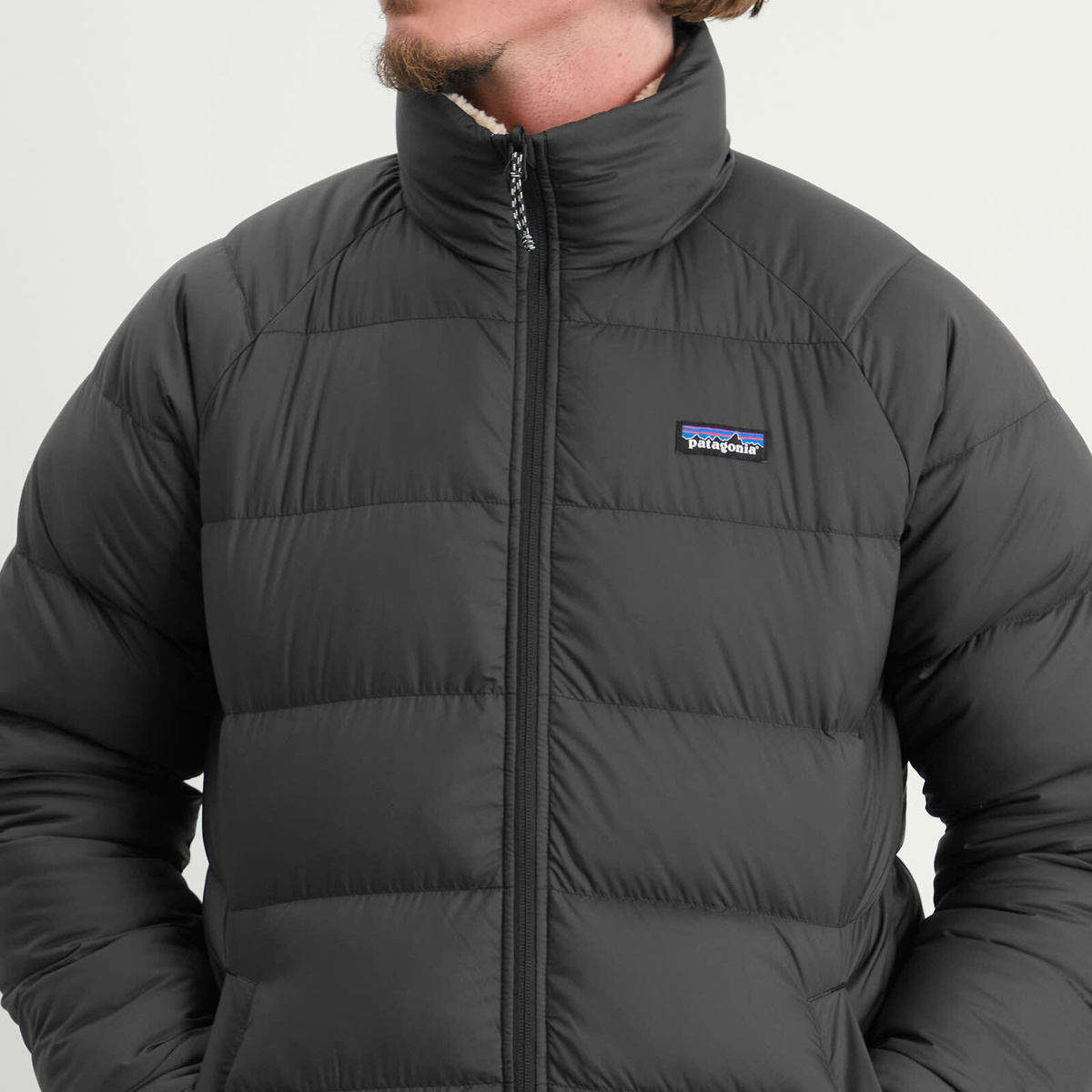 Patagonia Men's Reversible Silent Down Jacket in Black