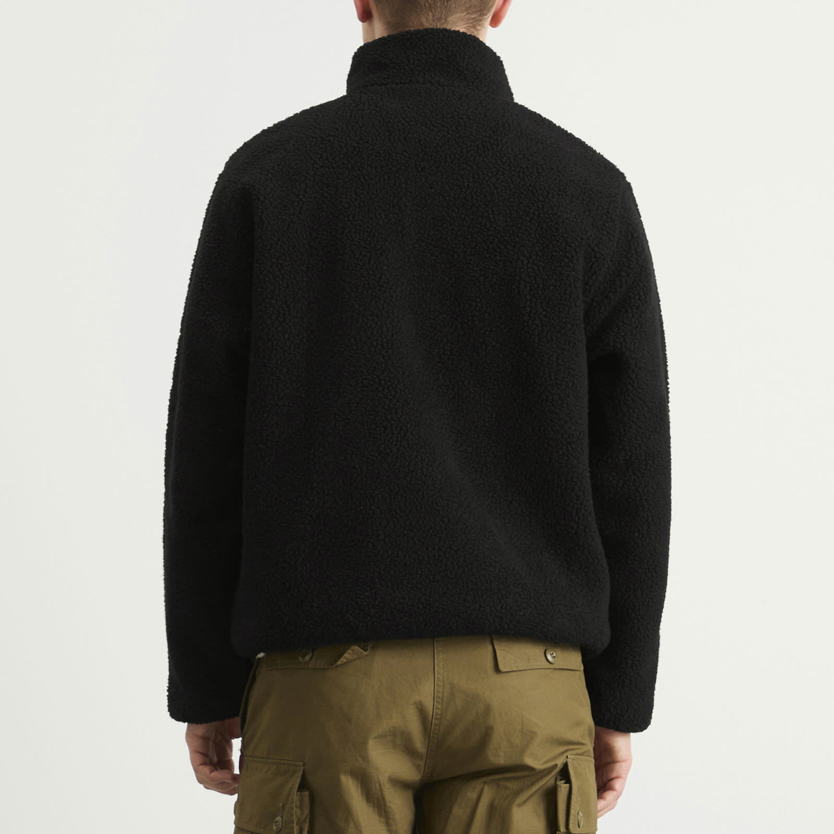 Taion Men's Pull Over Boa Fleece Jacket in Black/Black