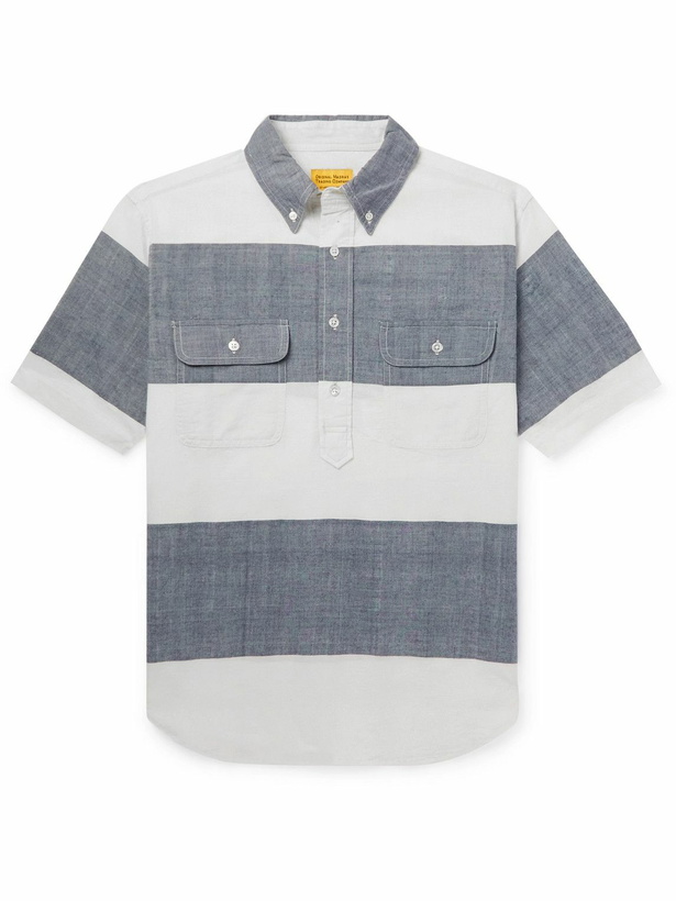 Photo: Original Madras - Button-Down Collar Striped Cotton-Madras Shirt - Blue