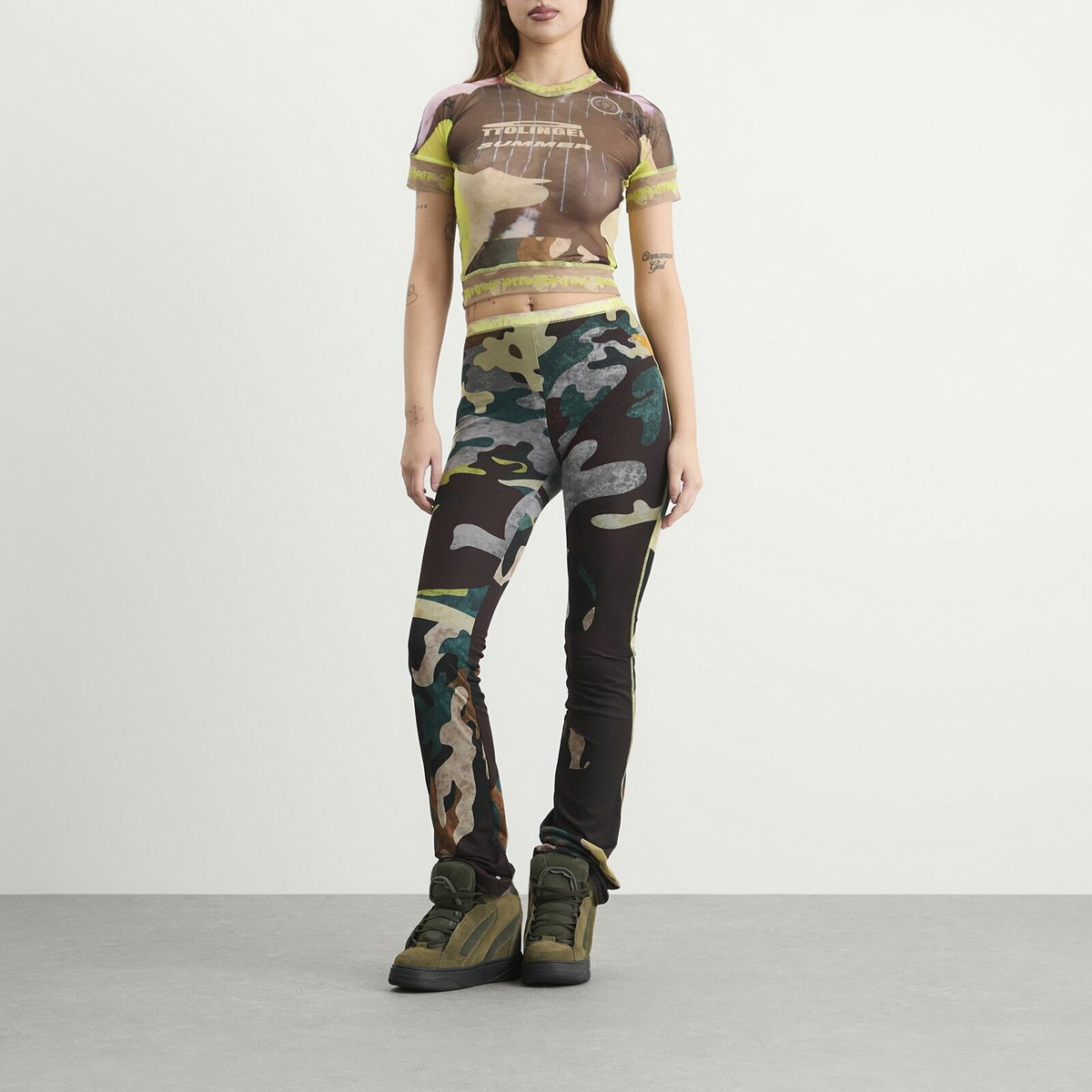 Ottolinger Women's Mesh Otto T-Shirt in Morph Camo