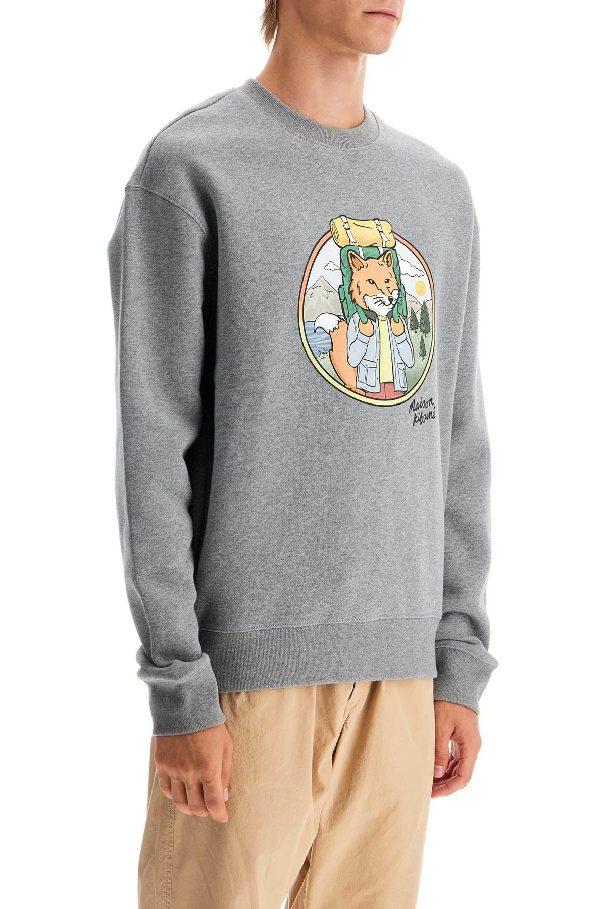 MAISON KITSUNE 'rambling fox print sweat Grey Maison Kitsune