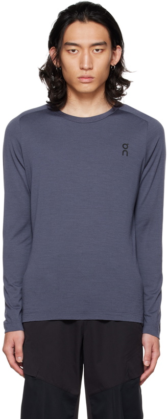 Photo: On Purple Crewneck Long Sleeve T-Shirt