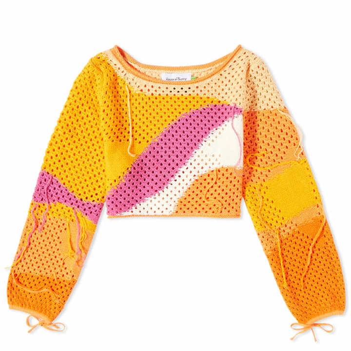 Photo: House Of Sunny Women's Pompelmo Sunset Knitted Cropped Top in Multi