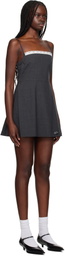 We11done Gray Lace-Detail Wool Minidress