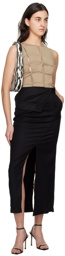 lesugiatelier Black Asymmetric Belt Skirt