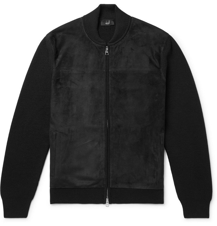 Photo: Dunhill - Ribbed Merino Wool and Suede Bomber Jacket - Men - Black