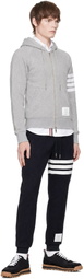 Thom Browne Gray Classic Loopback 4-Bar Zip-Up Hoodie