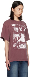 Y/Project Burgundy Rock Band Print Pinched Logo T-Shirt