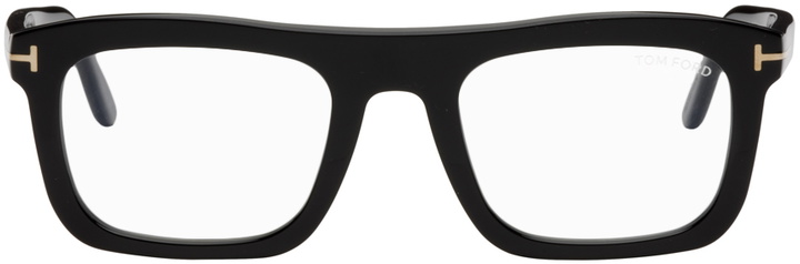 Photo: TOM FORD Black Blue Block Rectangular Glasses