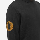Fred Perry Men's Laurel Wreath Crew Jumper in Black