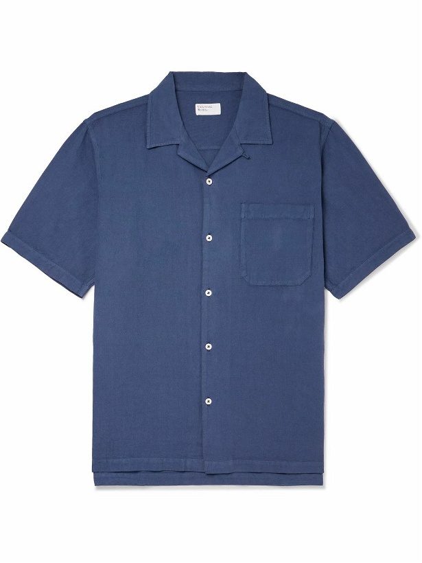 Photo: Universal Works - Convertible-Collar Garment-Dyed Hemp and Cotton-Blend Shirt - Blue
