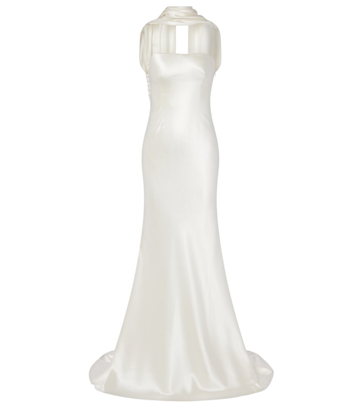 Photo: Danielle Frankel Bridal River silk and wool bustier gown