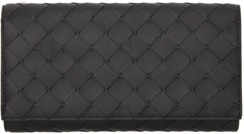 【BOTTEGA VENETA】Intrecciato Zip Bi-Fold Wallet Black Bottega Veneta Black Intrecciato Bi-Fold Zip Wallet Bottega