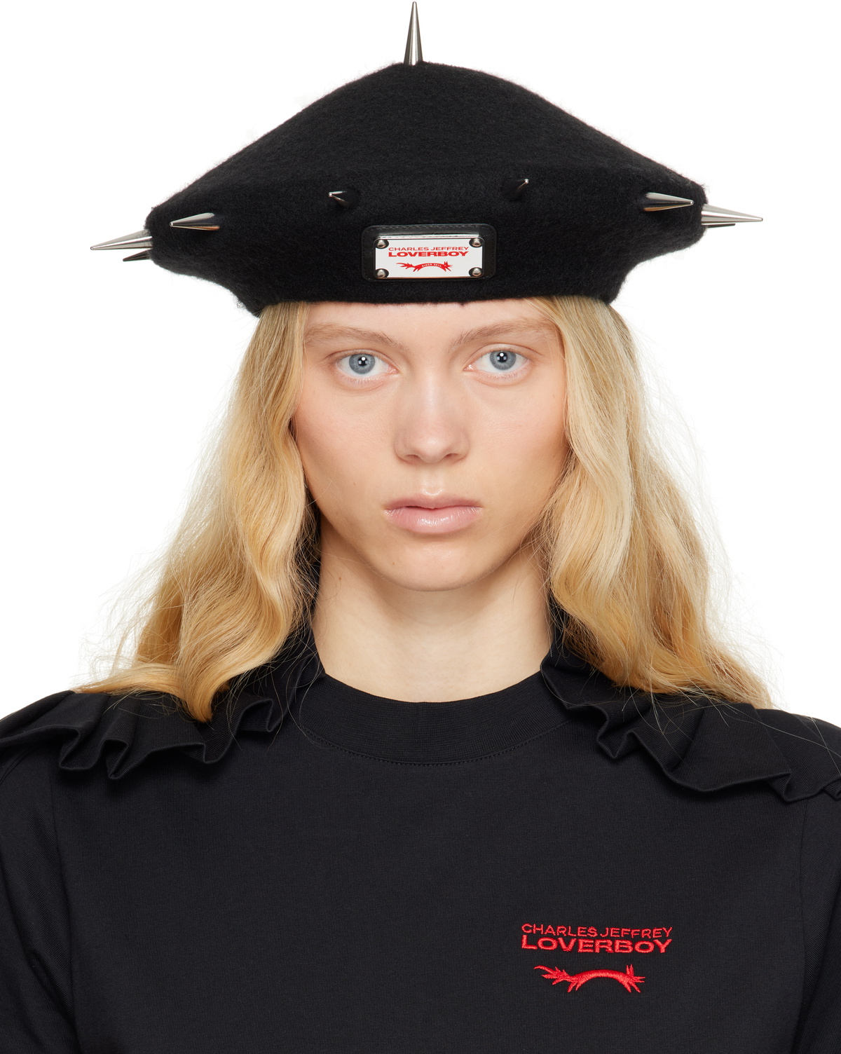 Charles Jeffrey LOVERBOY Black Spikey Beret Charles Jeffrey Loverboy