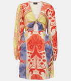 Etro Cutout printed cotton-blend minidress