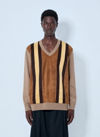 Miu Miu V-neck Sweater with Contrast Stripes