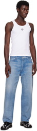 Marine Serre White Organic Cotton Rib Tank Top