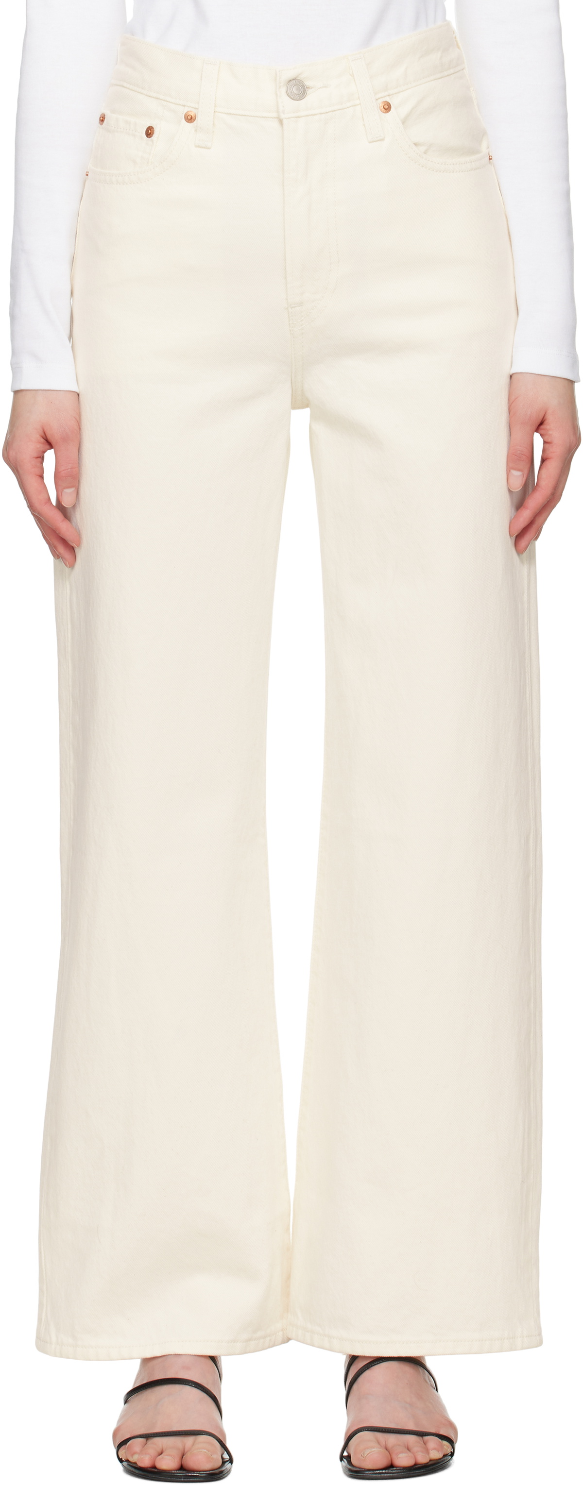 Levi's Off-White Ribcage Wide Leg Jeans