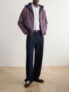 Maison Margiela - Distressed Cotton-Jersey Zip-Up Hoodie - Purple