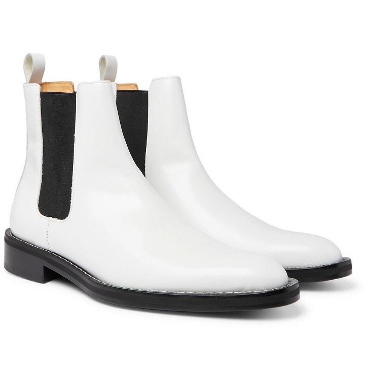 Photo: AMI - Leather Chelsea Boots - White