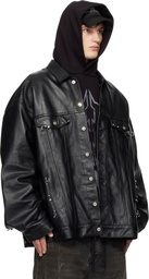 Balenciaga Black Oversized Pierced Leather Jacket