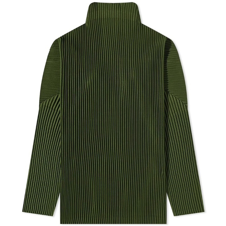 Photo: Homme Plissé Issey Miyake Men's Pleated Roll Neck in Dark Olive Green