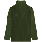 Homme Plissé Issey Miyake Men's Pleated Roll Neck in Dark Olive Green