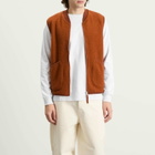 Universal Works Men's Wool Fleece Zip Waistcoat in Rust