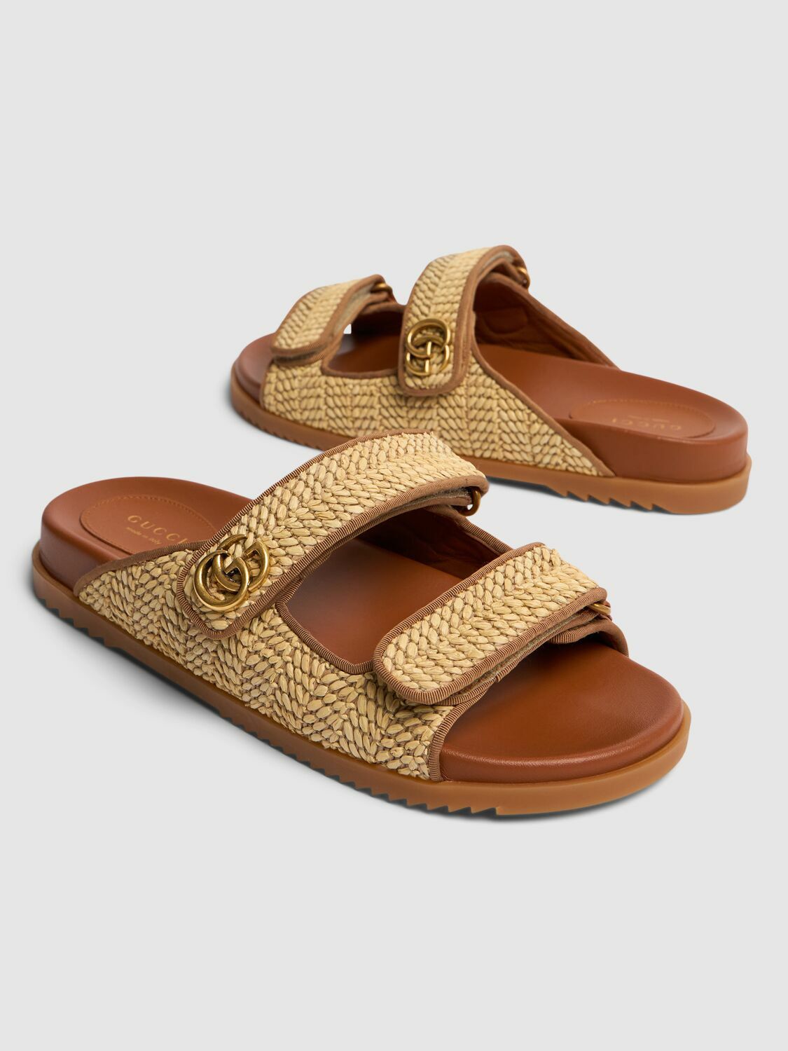 【GUCCI】`Moritz` Sandals コットン サンダル GUCCI Moritz Raffia Effect Slide Sandals Gucci