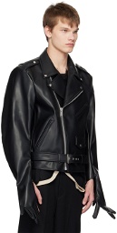 Doublet Black Glove Sleeve Rider's Leather Jacket